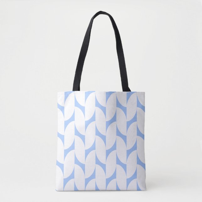 Modern Blue & White Geometric Tote Bag (Front)