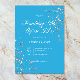 Modern Blue & White Glam Diamonds Bridal Shower Invitation