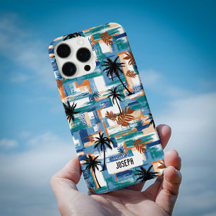 Modern Blue White Hawaii Island Tropical Custom iPhone 16 Pro Case