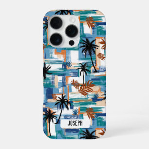 Modern Blue White Hawaii Island Tropical Custom iPhone 16 Pro Case