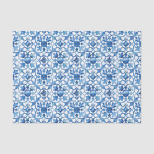 Modern Blue & White Mediterranean Watercolor Tissue Paper