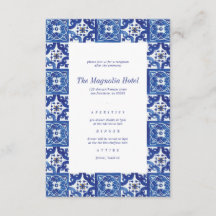 Modern Blue White Mediterranean Wedding Reception