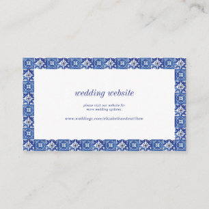 Modern Blue White Mediterranean Wedding Website Enclosure Card