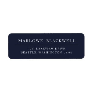Modern Blue White Minimalist Return Address Label