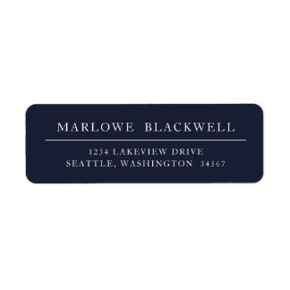 Modern Blue White Minimalist Return Address Label