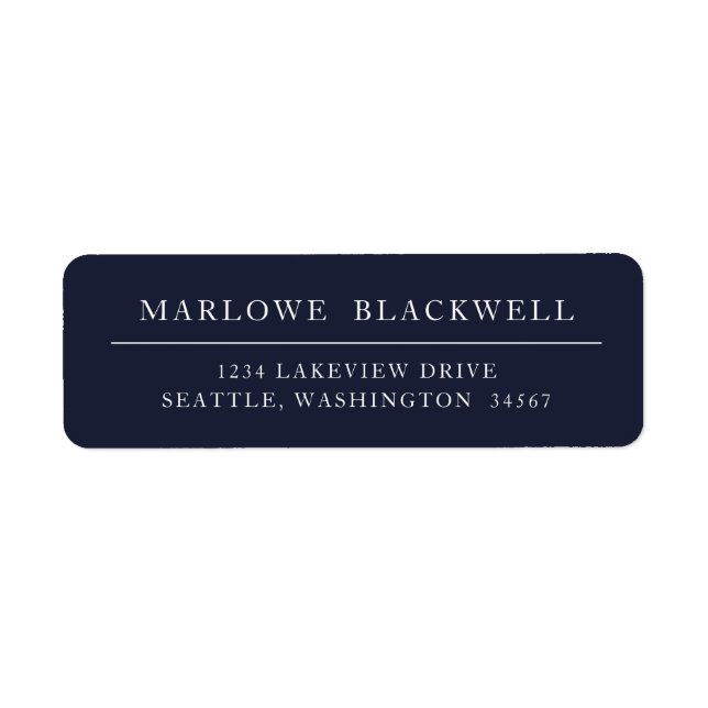 Modern Blue White Minimalist Return Address Label (Front)