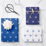 Modern blue white navy dreidel patterns Hanukkah Wrapping Paper Sheet<br><div class="desc">Elegant blue, white and navy blue dreidel patterns minimalist modern Hanukkah gift Wrapping Paper sheets. Three assorted patters and colours: Blue and white. White and blue. Navy blue and white. Dreidel (a spinning top with four sides, each inscribed with a letter of the Hebrew alphabet) These wrapping paper sheets are...</div>