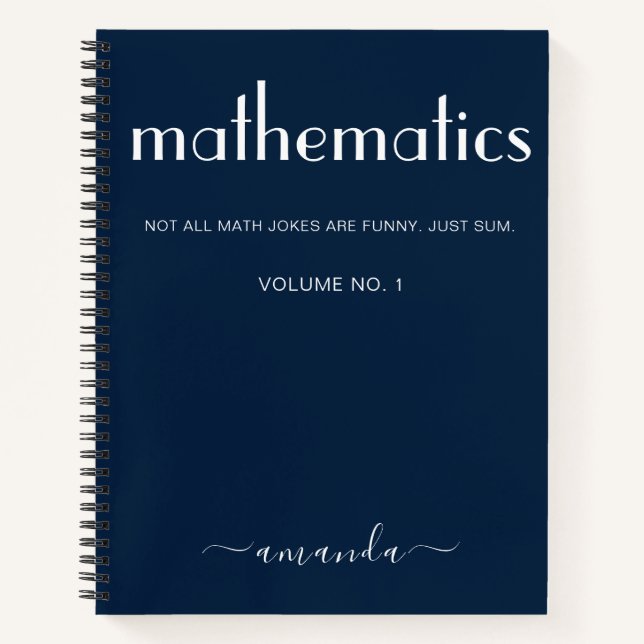 Modern Blue White Personalised Mathematics Notebook (Front)