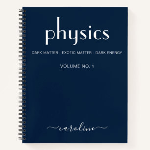 Modern Blue White Personalised Physics Notebook