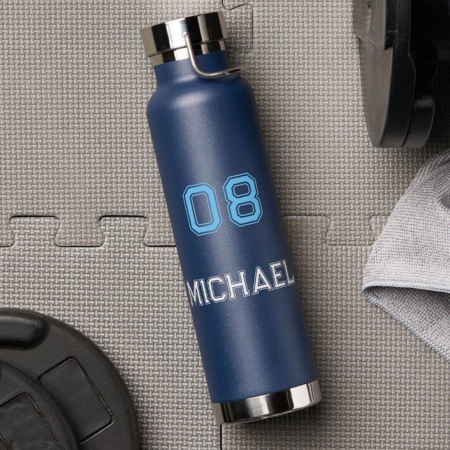 Modern Blue White Player Name Jersey Number Sports Water Bottle (Modern Blue White Player Name Jersey Number Sports Water Bottle)