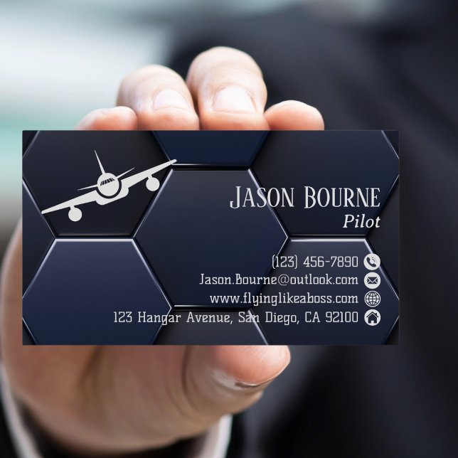 Modern Blue & White Professional QR Code,Aviation Business Card (Creator Uploaded)