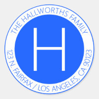 Modern Blue & White Return Address or Other Text