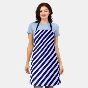 Modern Blue White Stripes Pattern  Apron