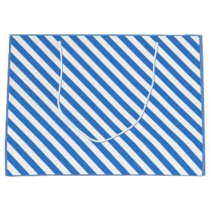 Modern Blue White Stripes Stylish Trendy Template Large Gift Bag