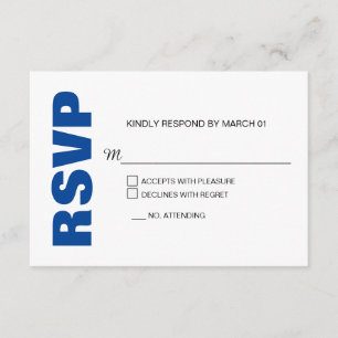 Modern Blue White Wedding RSVP Response Reply