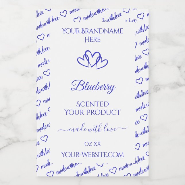 Modern Blue White Word Cloud Product Labels Hearts (Single Label)