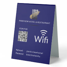 Modern Blue Wifi QR Code and Your Business Logo