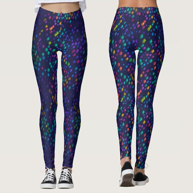 Modern Blue With Colourful Rainbow Geometric Light Leggings (Creator Uploaded)