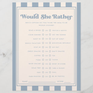 Modern Blue "Would She Rather" Baby Shower Game