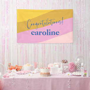 Modern Blue Yellow Custom Congratulations Graduate Banner