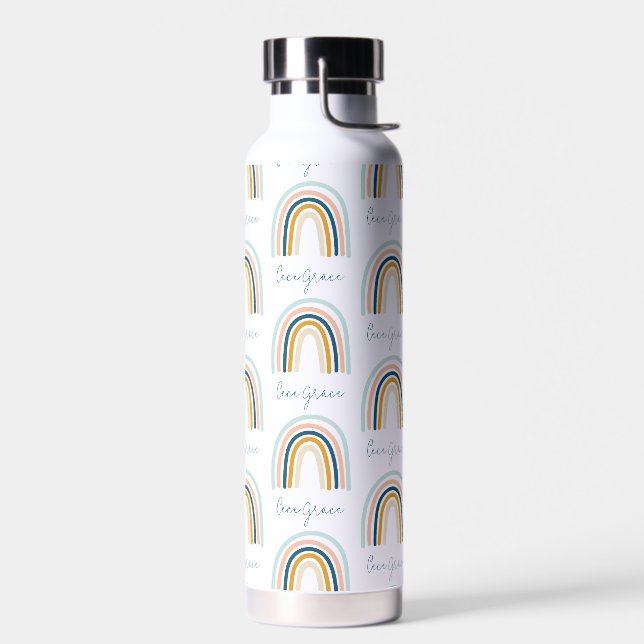 Modern blue yellow elegant rainbow gift water bott water bottle (Left)