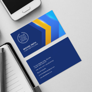 Modern Blue Yellow Geometric Shape Professional Bu Business Card