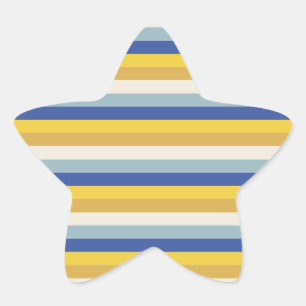 Modern blue yellow gold cream stripes Hanukkah Star Sticker