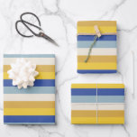 Modern blue yellow gold cream stripes Hanukkah Wrapping Paper Sheet<br><div class="desc">Modern blue,  light blue,  yellow,  gold,  cream bold stripes pattern Hanukkah gift Wrapping Paper Sheets.</div>