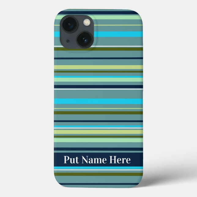 Modern Blue Yellow Green Stripes Abstract Case-Mate iPhone Case (Back)