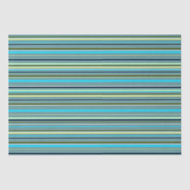 Modern Blue Yellow Green Stripes Elegant Tissue Paper (Front)