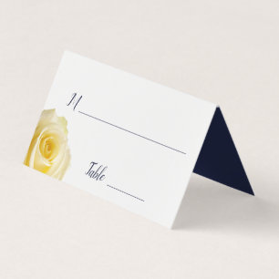 Modern Blue Yellow Roses Floral Wedding Table Card
