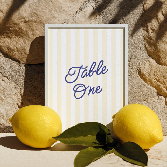  Modern Blue & Yellow Striped Wedding Table Number (Modern Blue & Yellow Striped Wedding Table Number)