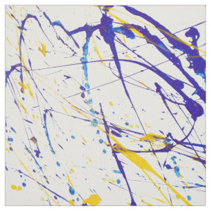 Modern blue yellow watercolor splatters pattern fabric