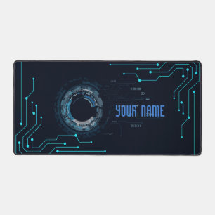 Modern Blueprint Futuristic Compute Interface Desk Mat
