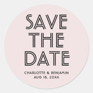Modern Blush and Black Save The Date Sticker