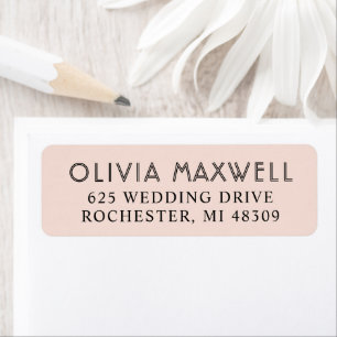 Modern Blush and Black Wedding Return Address