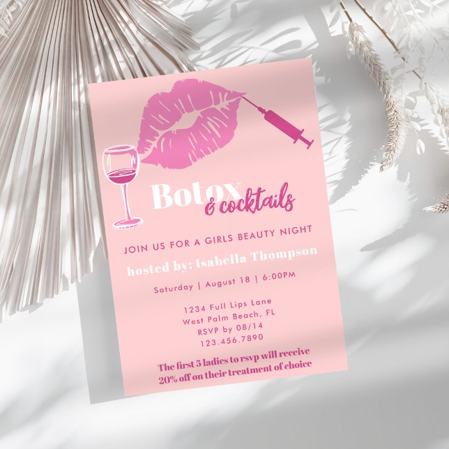 Modern Blush And Hot Pink Girls Night Botox Party Invitation (Creator Uploaded)