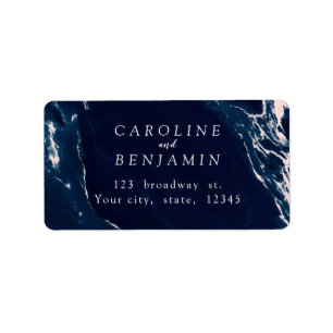Modern blush and navy marble return address label