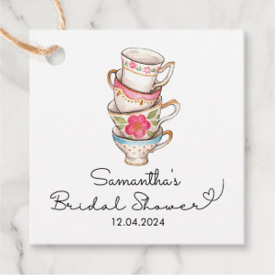 Modern Blush and White Tea Party Bridal Shower Favour Tags