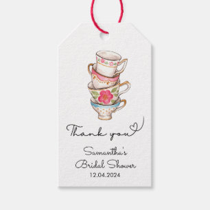 Modern Blush and White Tea Party Bridal Shower Gift Tags