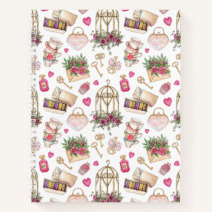 Modern Blush and White Tea Party Notebook