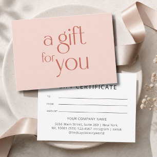 Modern Blush Beige Gift Certficate