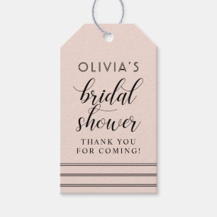 Modern Blush Black Script Wedding Shower Favour Gift Tags