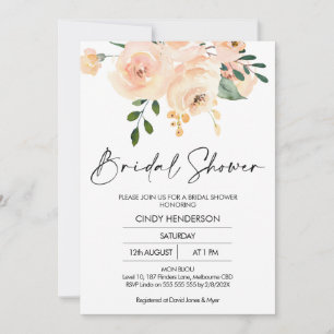 Modern Blush Boho Floral Bridal Shower Invitation
