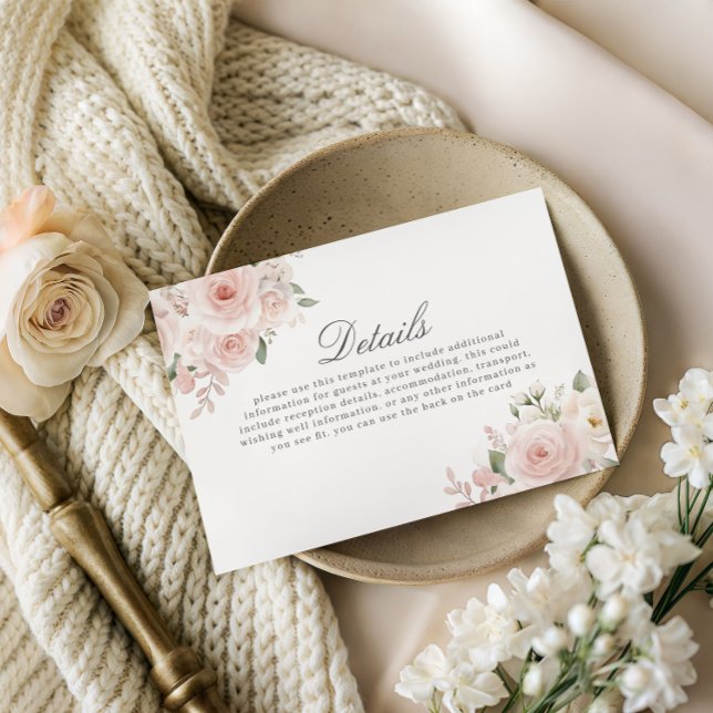 Modern Blush Botanical Wedding Details Enclosure Card (Creator Uploaded)