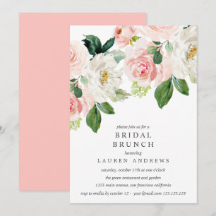 Modern Blush Bouquet Bridal Brunch Wedding Invitation