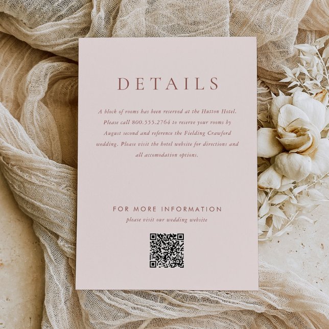 Modern Blush Brown Monogram Earth Tone Wedding Enclosure Card (Creator Uploaded)