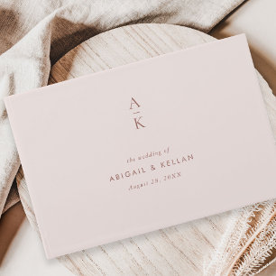 Modern Blush Brown Monogram Earth Tone Wedding Guest Book