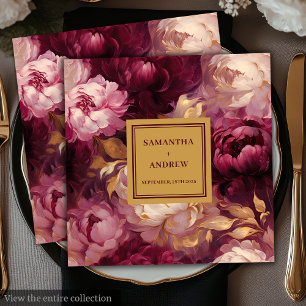 Modern Blush Burgundy Gold Boho Wedding Napkins