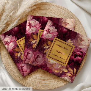 Modern Blush Burgundy Gold Wedding Cloth Napkins